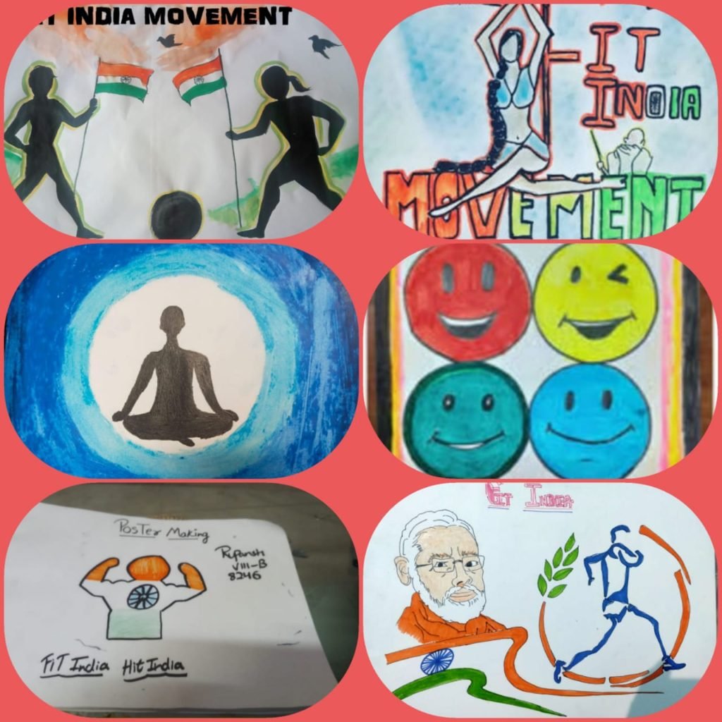 EFFORTS OF ANIL KUMAR GUPTA (LIBRARIAN ) AT KV SUBATHU FROM 02.04.2018 TO  08.11.2021: FIT INDIA CAMPAIGN POSTER MAKING BY VEDANT PANDEY OF CLASS 8 A